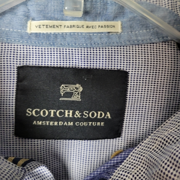 Scotch & Soda Blue Dot Button-Down Patch Elbow Shirt - Picture 4 of 12